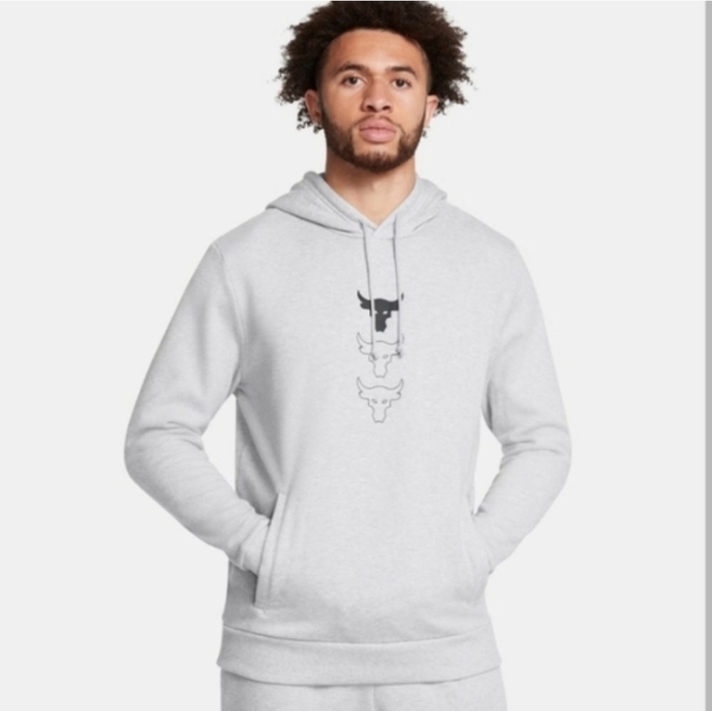 NWT Under Armour Project Rock Brahma Bull Hoodie Gray L